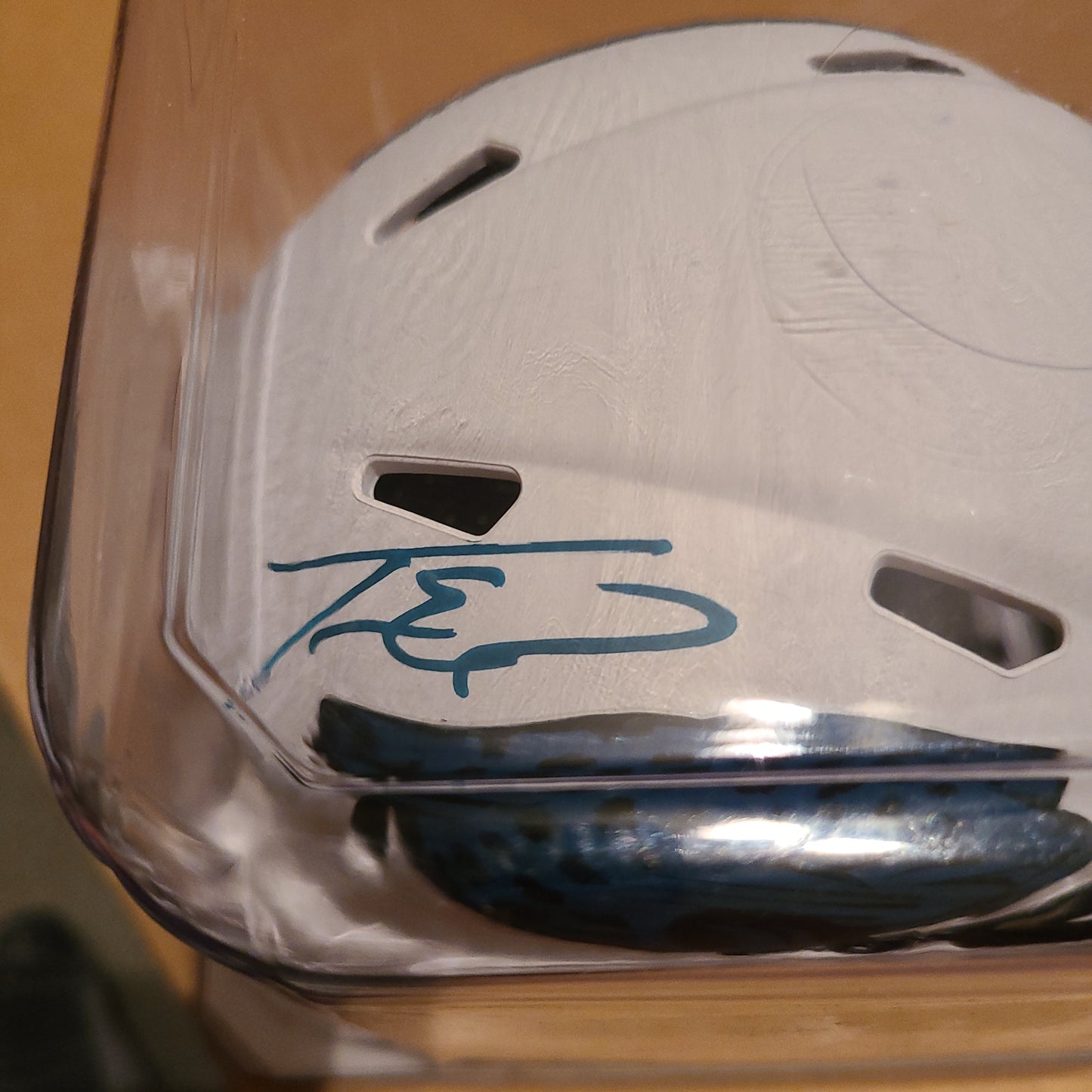 Travis Etienne Jaguars Signed (Lunar Eclipse) Mini Helmet