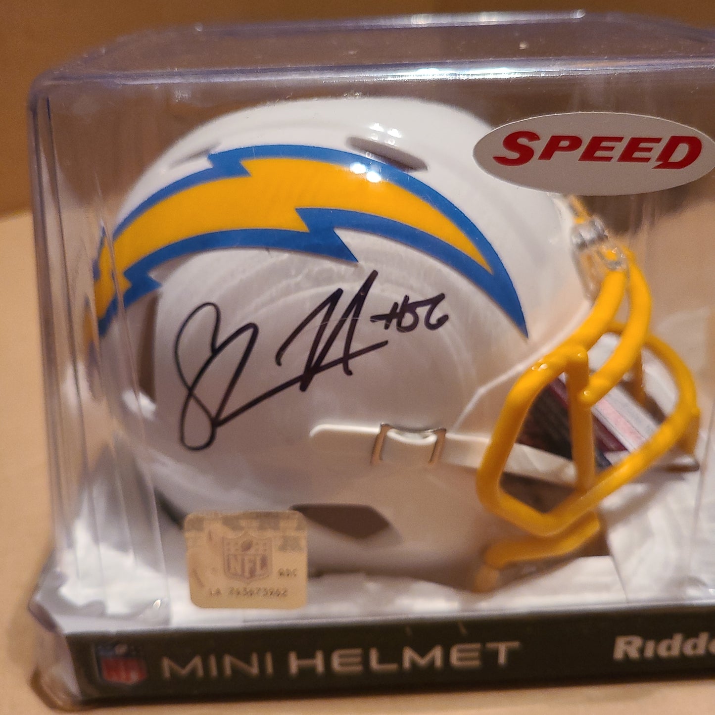 Shawne Merriman Signed Los Angeles Chargers Speed Mini Helmet