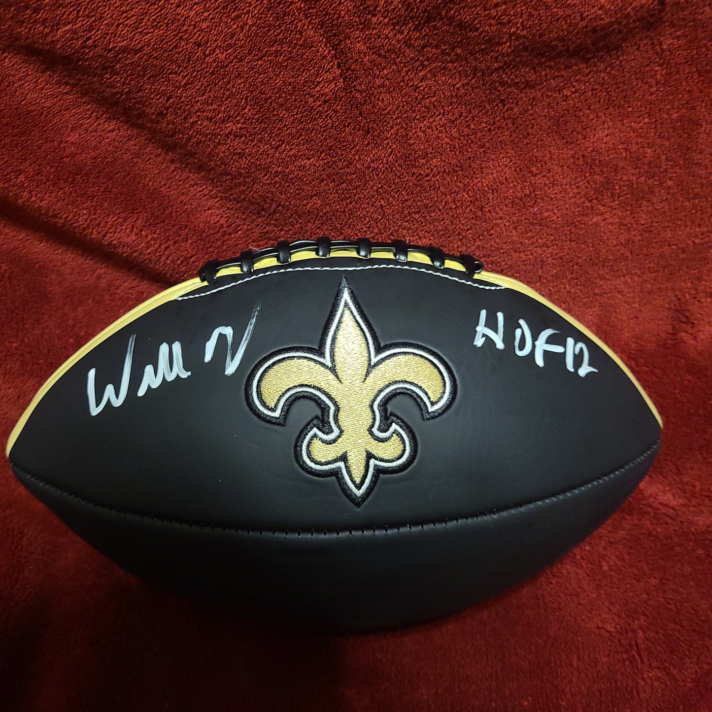 Willie Roaf Signed New Orleans Saints Black Logo Football