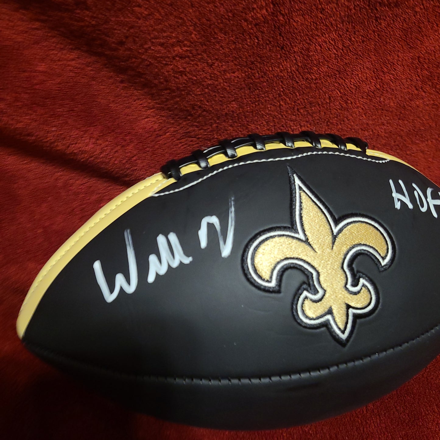 Willie Roaf Signed New Orleans Saints Black Logo Football