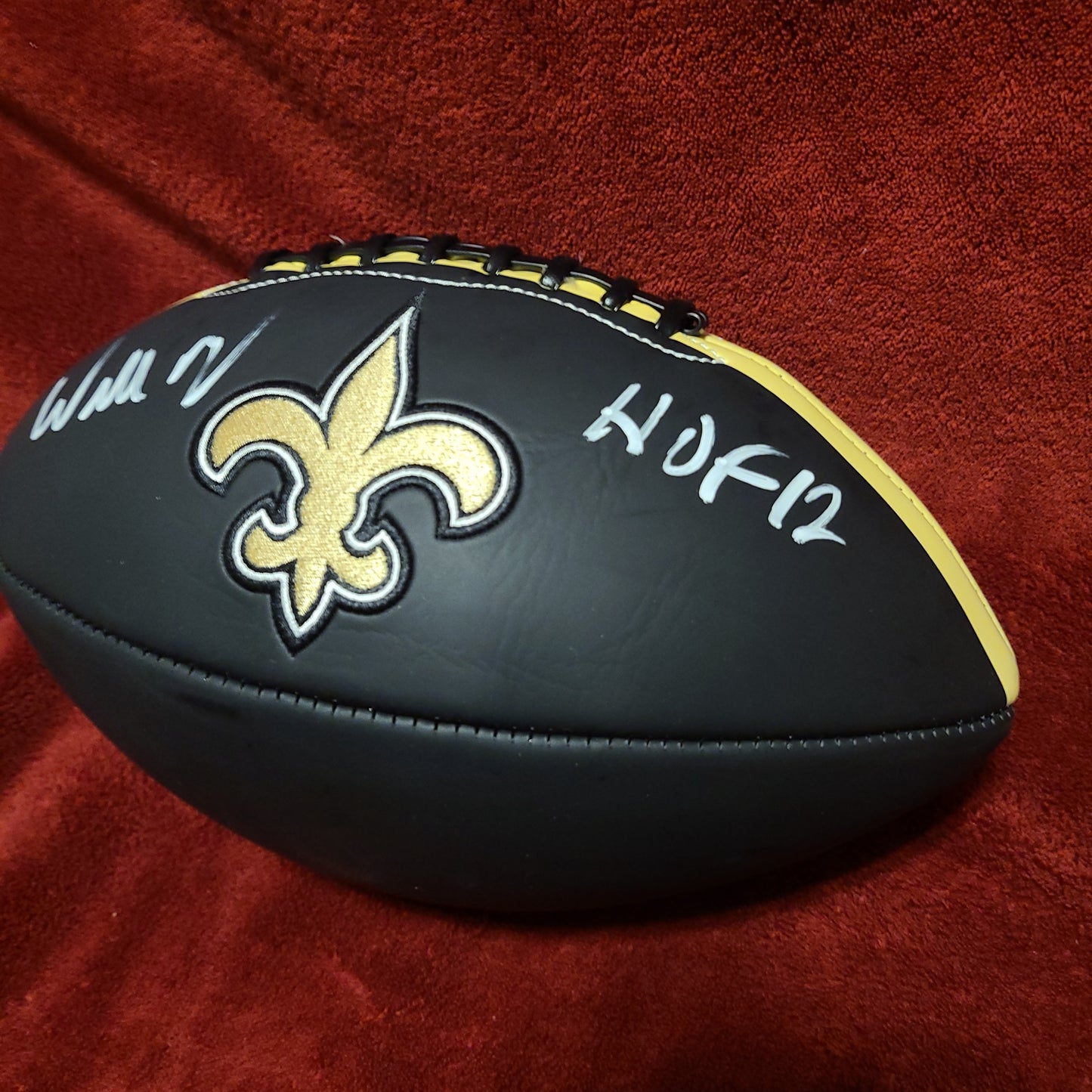 Willie Roaf Signed New Orleans Saints Black Logo Football