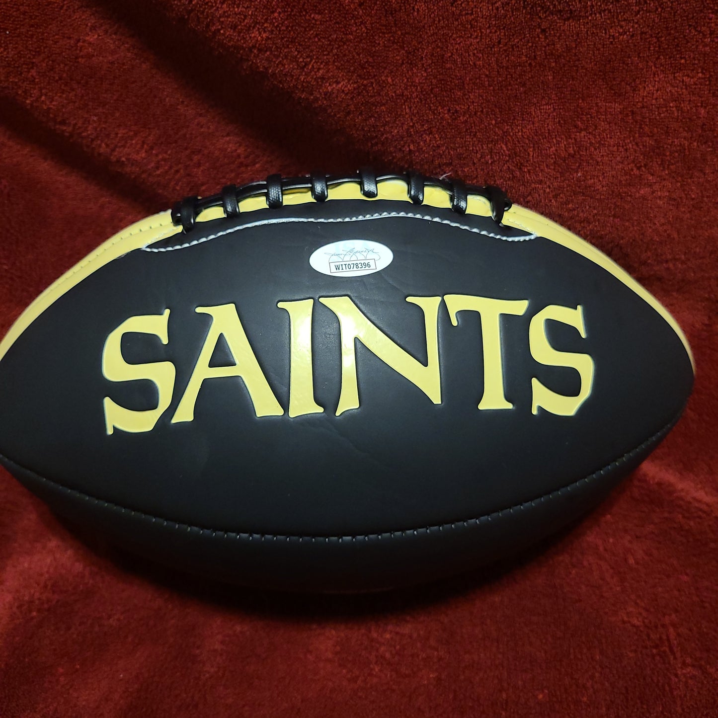 Willie Roaf Signed New Orleans Saints Black Logo Football