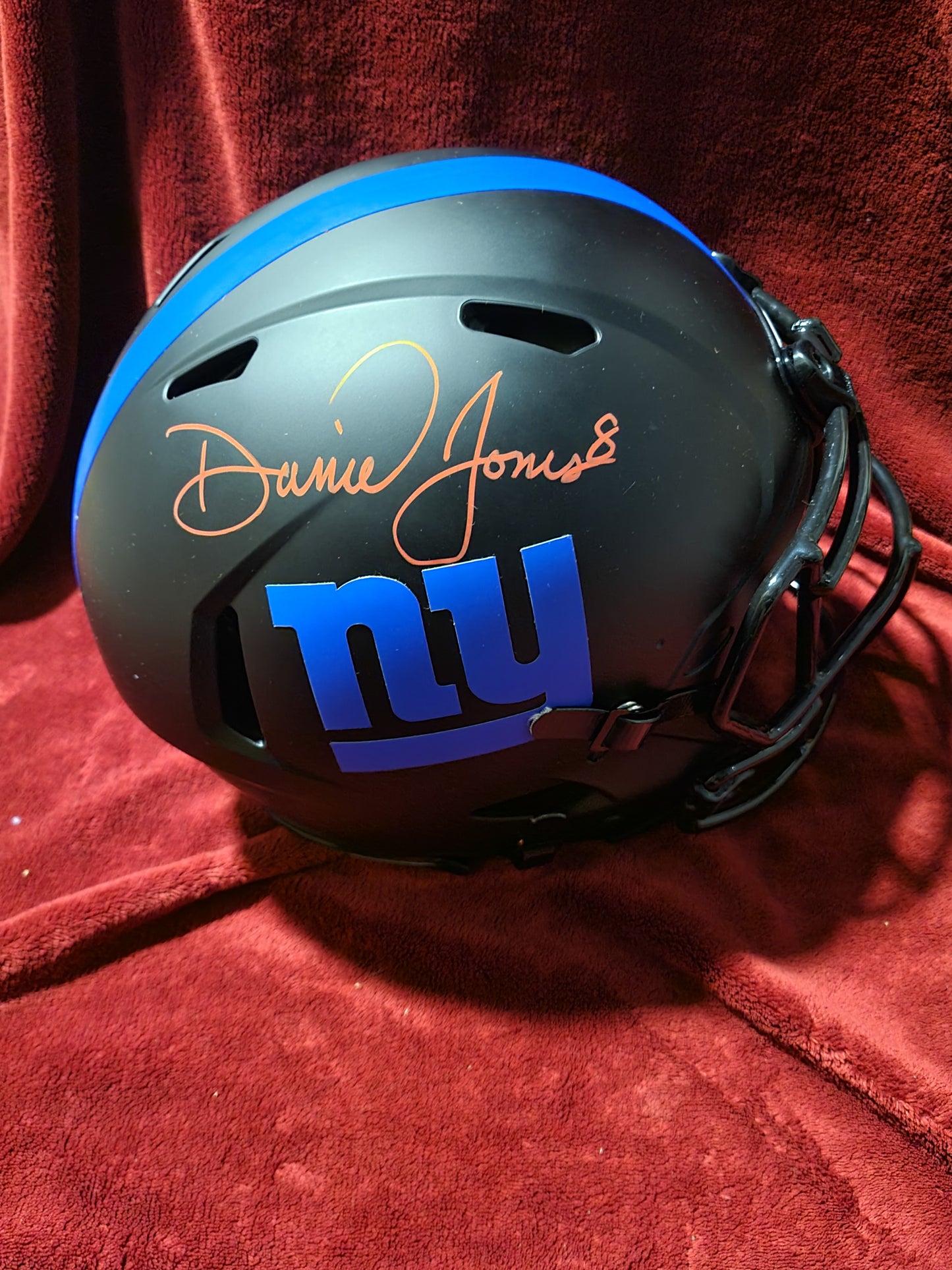 Daniel Jones Signed New York Giants Full Size Black/Red Helmet