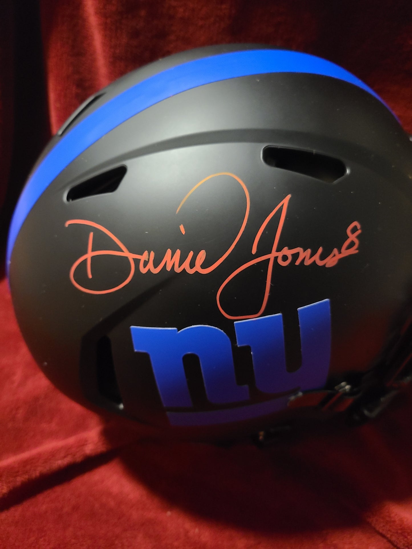 Daniel Jones Signed New York Giants Full Size Black/Red Helmet