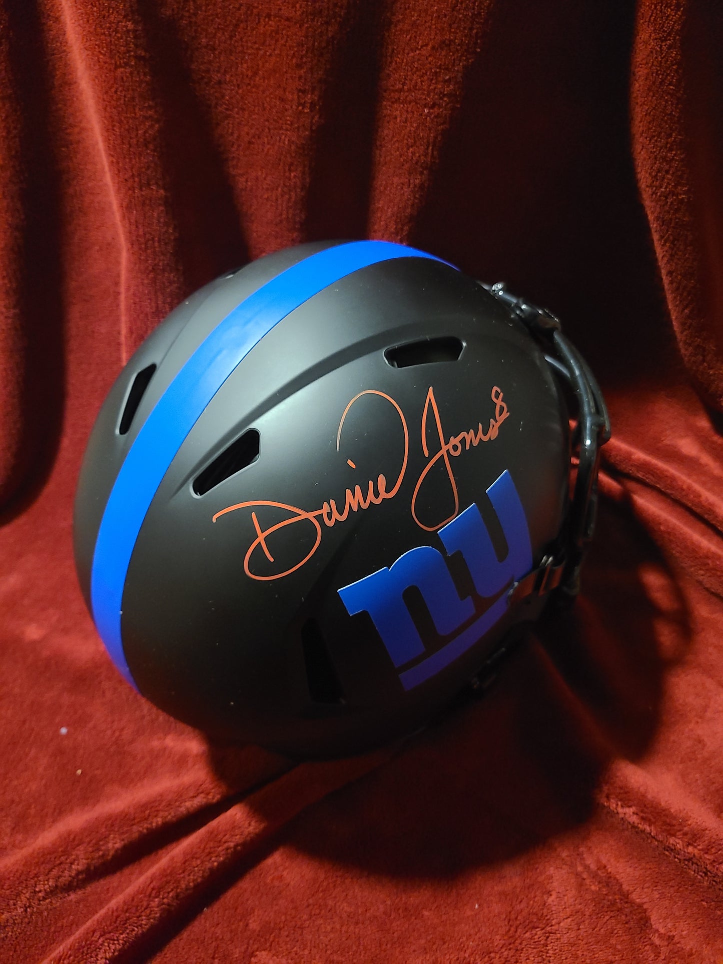 Daniel Jones Signed New York Giants Full Size Black/Red Helmet